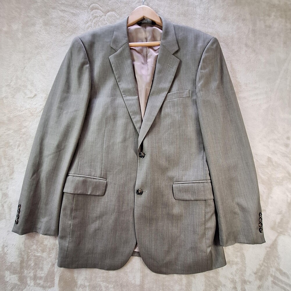 Jos. A. Bank Blazer Mens 41 Long Gray Wool 2 Button Notch Sport Coat Vented